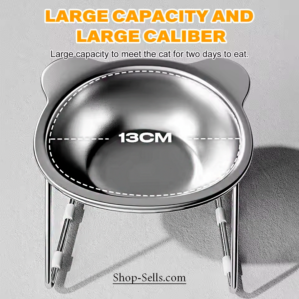Elevated Cat Bowl 15° Tilt | 304 Stainless Steel Raised Pet Feeder for Cats and Puppies