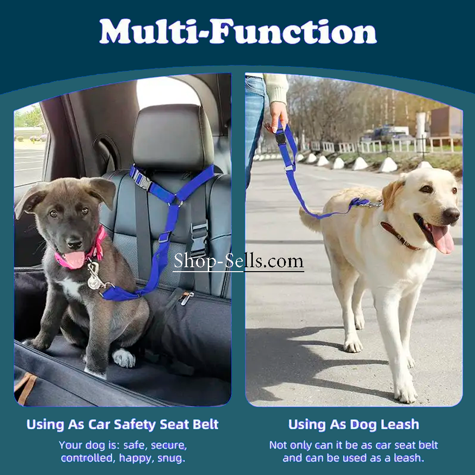 Adjustable Dog Car Seat Belt with Headrest Attachment | Safety Leash for Small Dogs