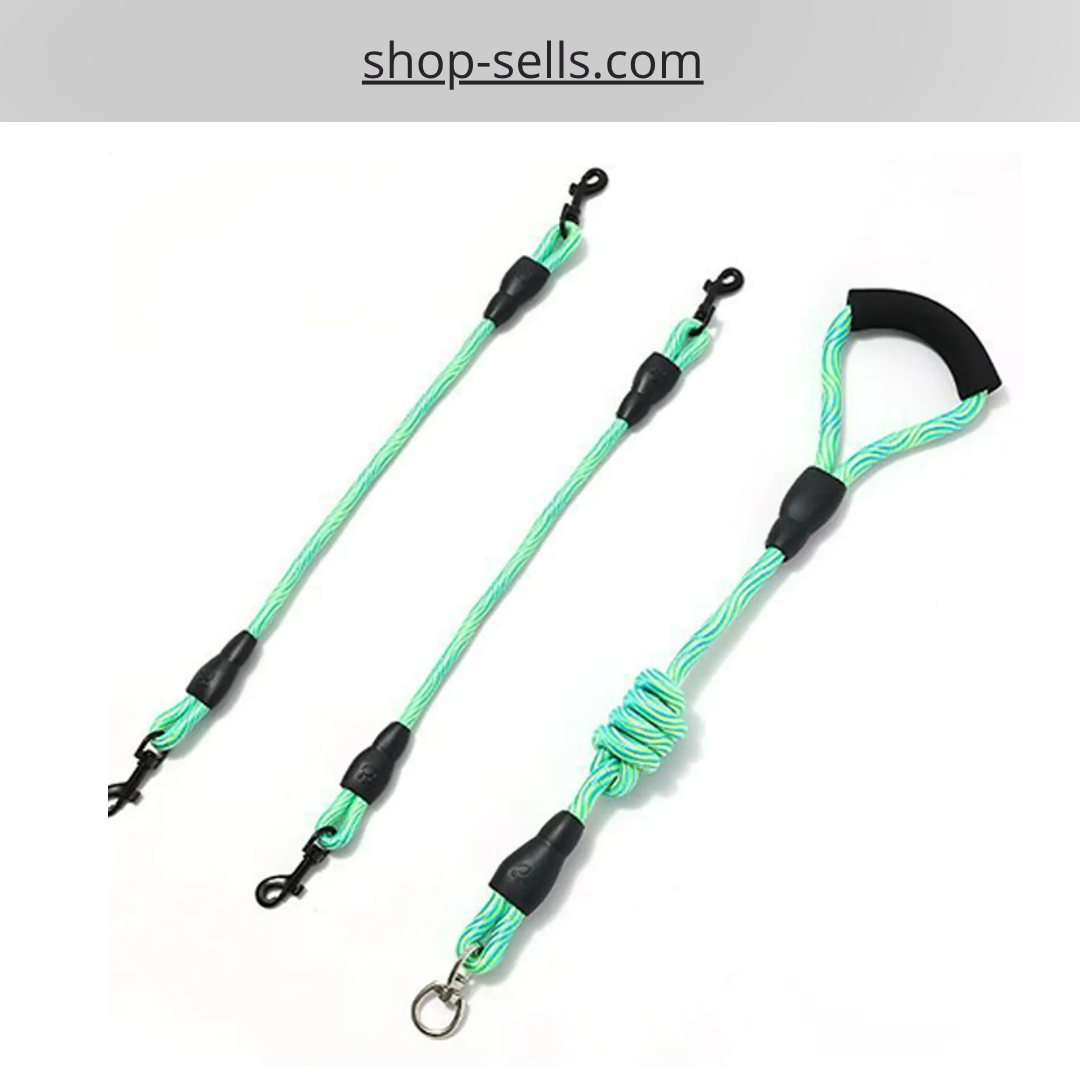 Double Dog Leash with 360° Swivel – Tangle-Free, Ergonomic Handle, Adjustable for All Dog Sizes