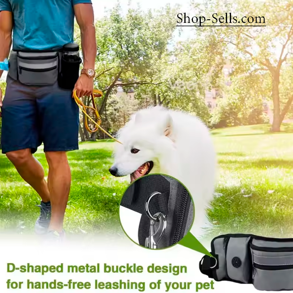 Dog Treat Training Waist Bag with Water Bottle Holder – Hands-Free Pouch for Walks & Travel