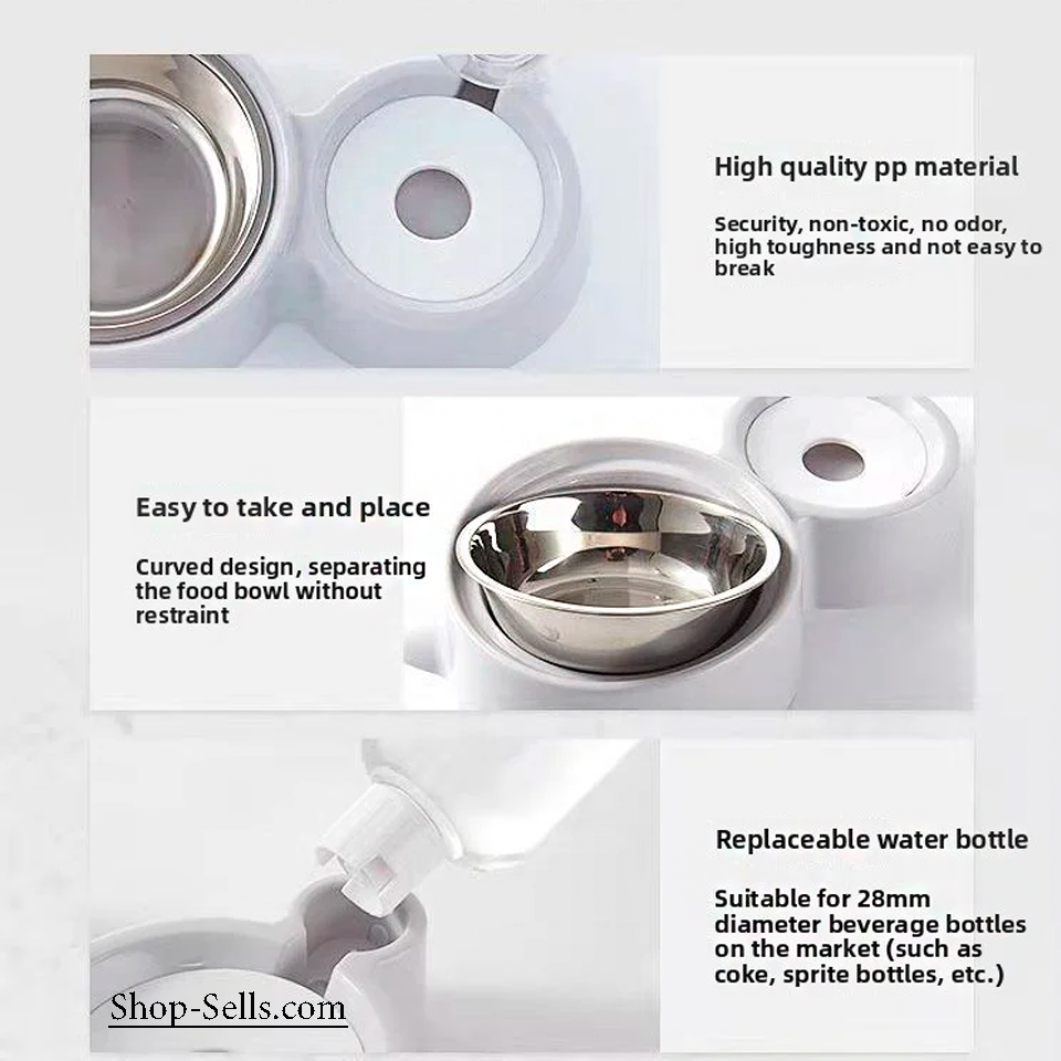 Pet Food & Water Bowl 2-in-1 — Dog & Cat Feeding Station with Automatic Water Dispenser