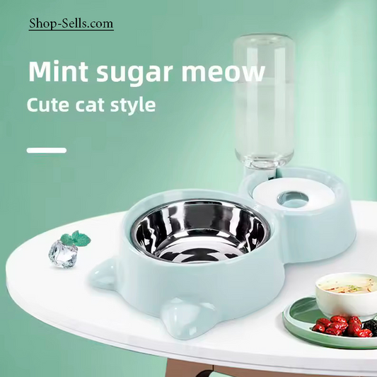 Pet Food & Water Bowl 2-in-1 — Dog & Cat Feeding Station with Automatic Water Dispenser