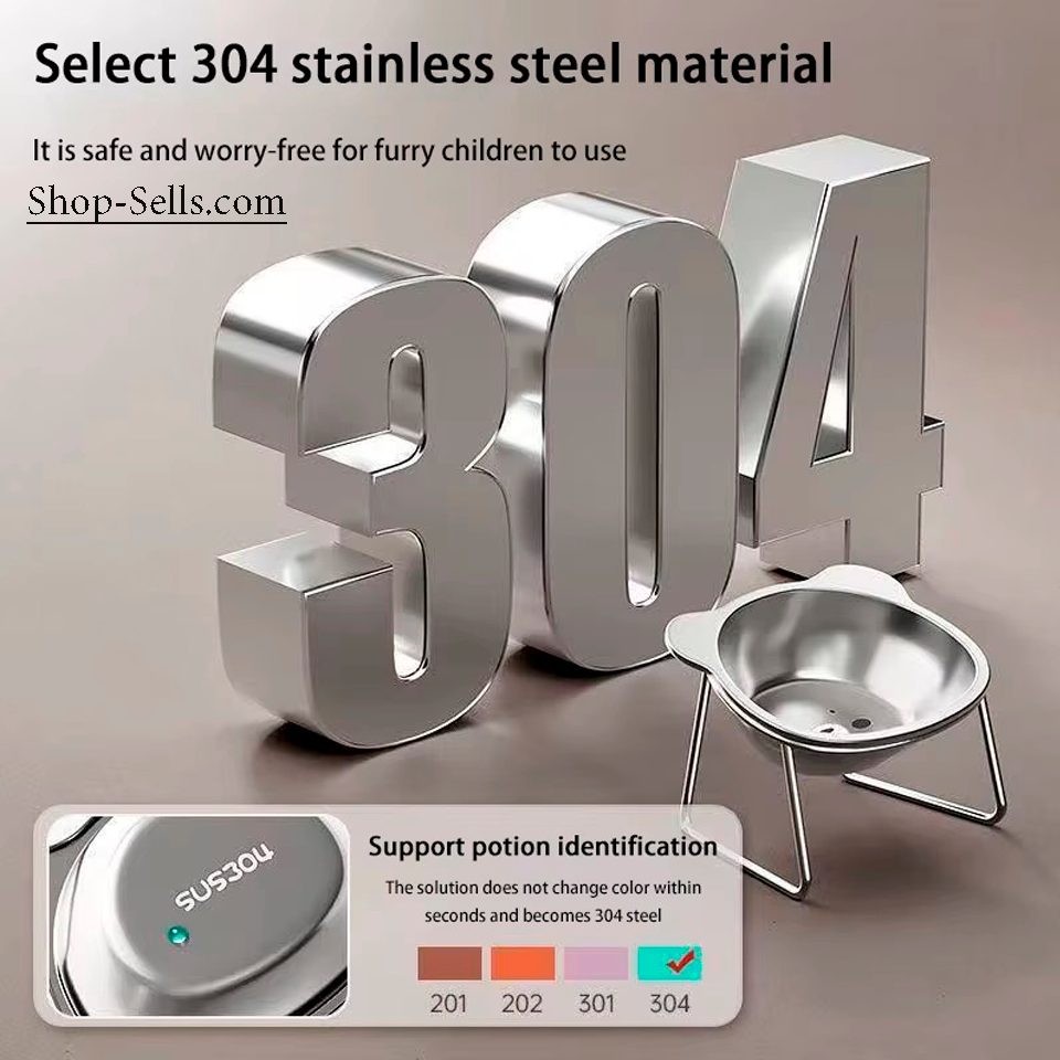 Elevated Cat Bowl 15° Tilt | 304 Stainless Steel Raised Pet Feeder for Cats and Puppies