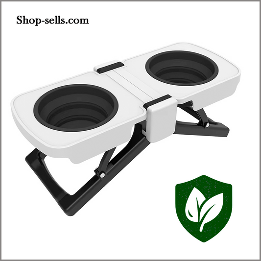 Portable Foldable Elevated Dog Bowls Stand with Dual Dishes — Compact Travel Pet Feeding Table