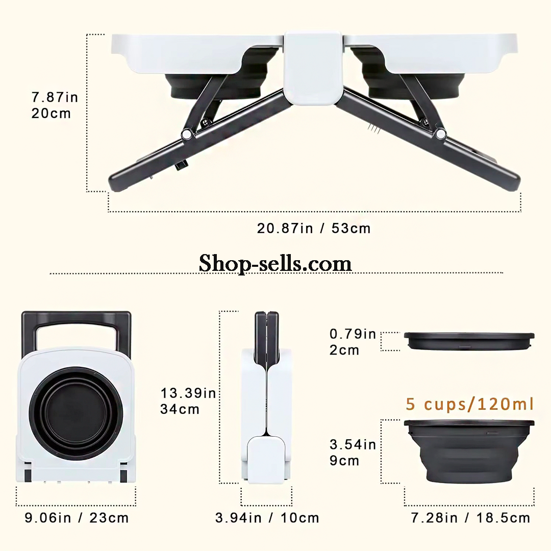 Portable Foldable Elevated Dog Bowls Stand with Dual Dishes — Compact Travel Pet Feeding Table