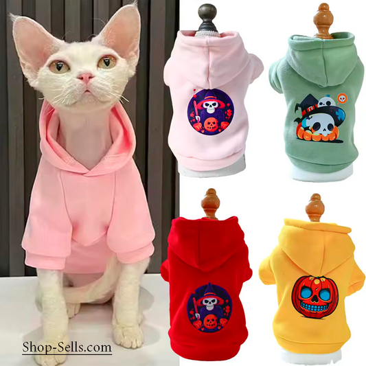 Halloween Pet Hoodie for Small Dogs & Cats — Cozy Fall/Spring Pullover with Hood