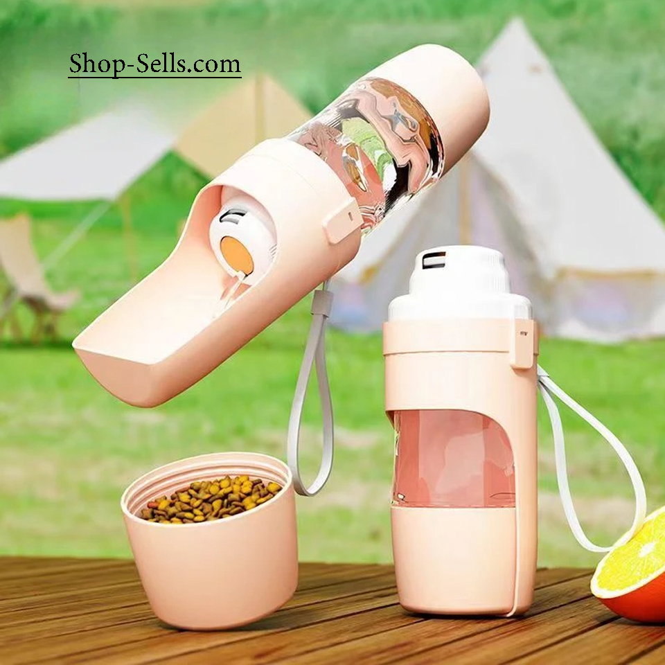 2-in-1 Dog Water Bottle with Food Container – Leakproof Travel Bowl for Walking & Hiking