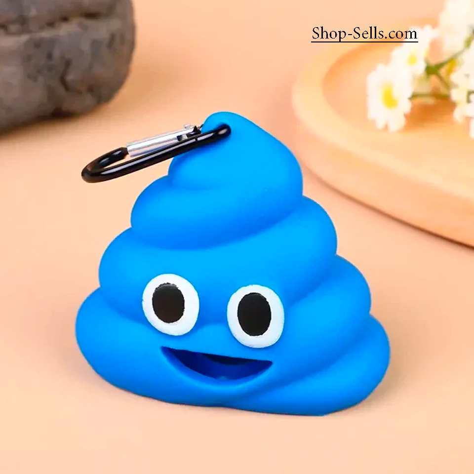 Dog Poop Bag Holder — Funny Emoji Dispenser with Carabiner