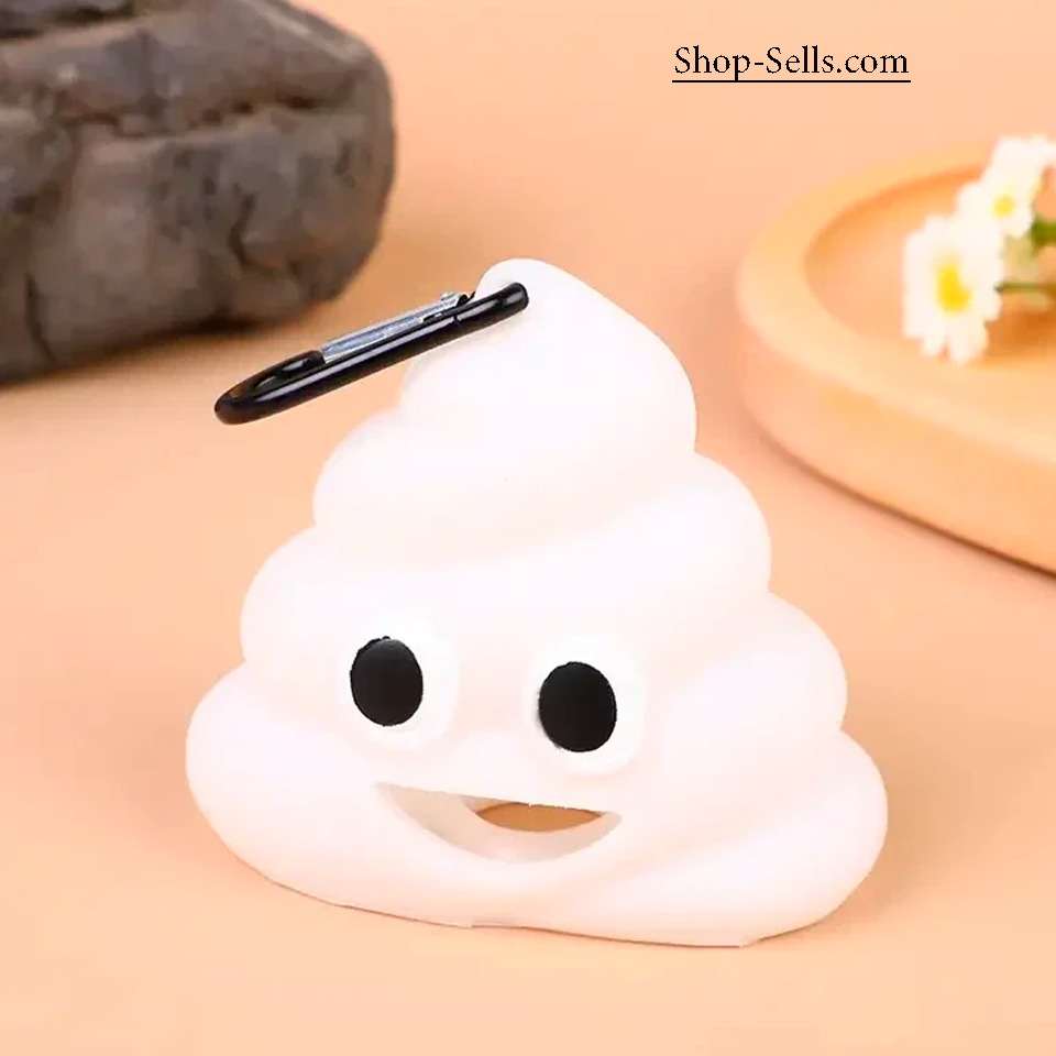 Dog Poop Bag Holder — Funny Emoji Dispenser with Carabiner