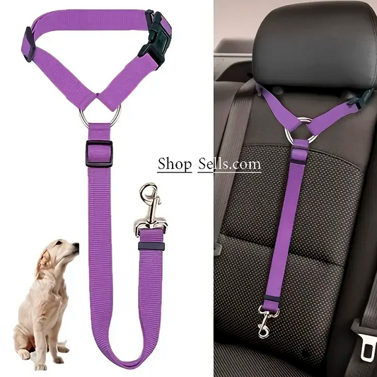 Adjustable Dog Car Seat Belt with Headrest Attachment | Safety Leash for Small Dogs