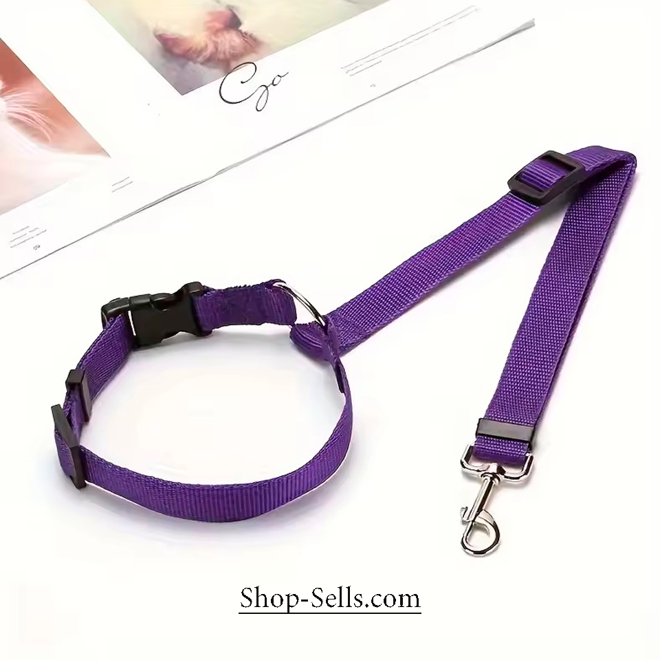 Adjustable Dog Car Seat Belt with Headrest Attachment | Safety Leash for Small Dogs