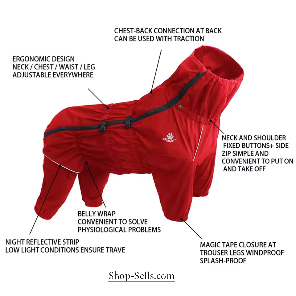Waterproof Dog Raincoat — Lightweight Reflective Jacket for All Seasons