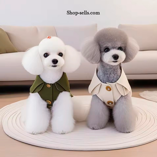 British-Style Dog Trench Coat —  Short Sleeve, Winter Dog Clothes for Small Dogs, Sizes S–XXL