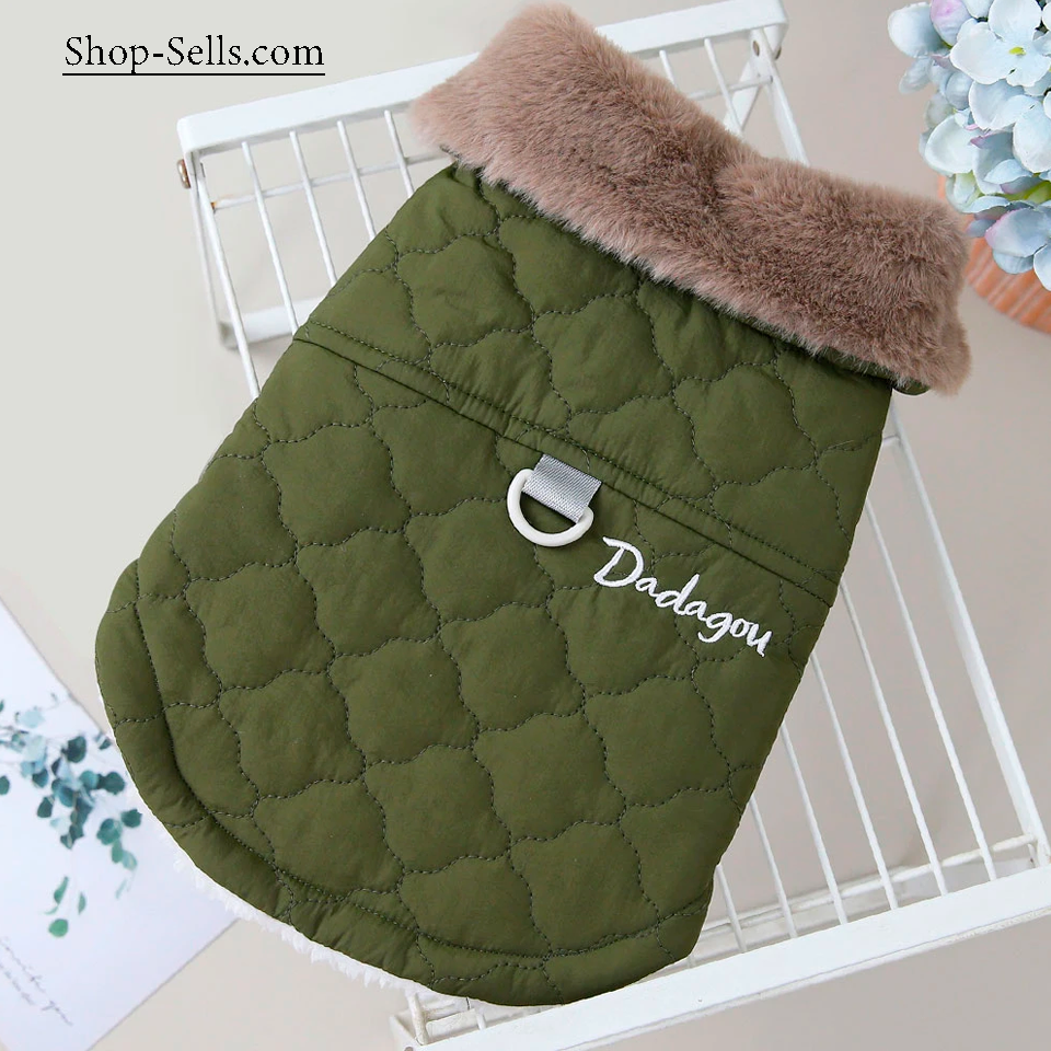 Warm Cotton Pet Jacket for Cats & Dogs – Autumn/Winter Two-Legged Pet Clothes with Furry Collar – Soft & Stylish Dog Coat