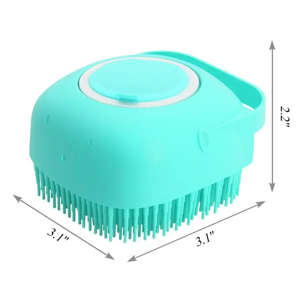 2-in-1 Dog Bath Brush with Shampoo Dispenser – Soft, Safe & Mess-Free Grooming