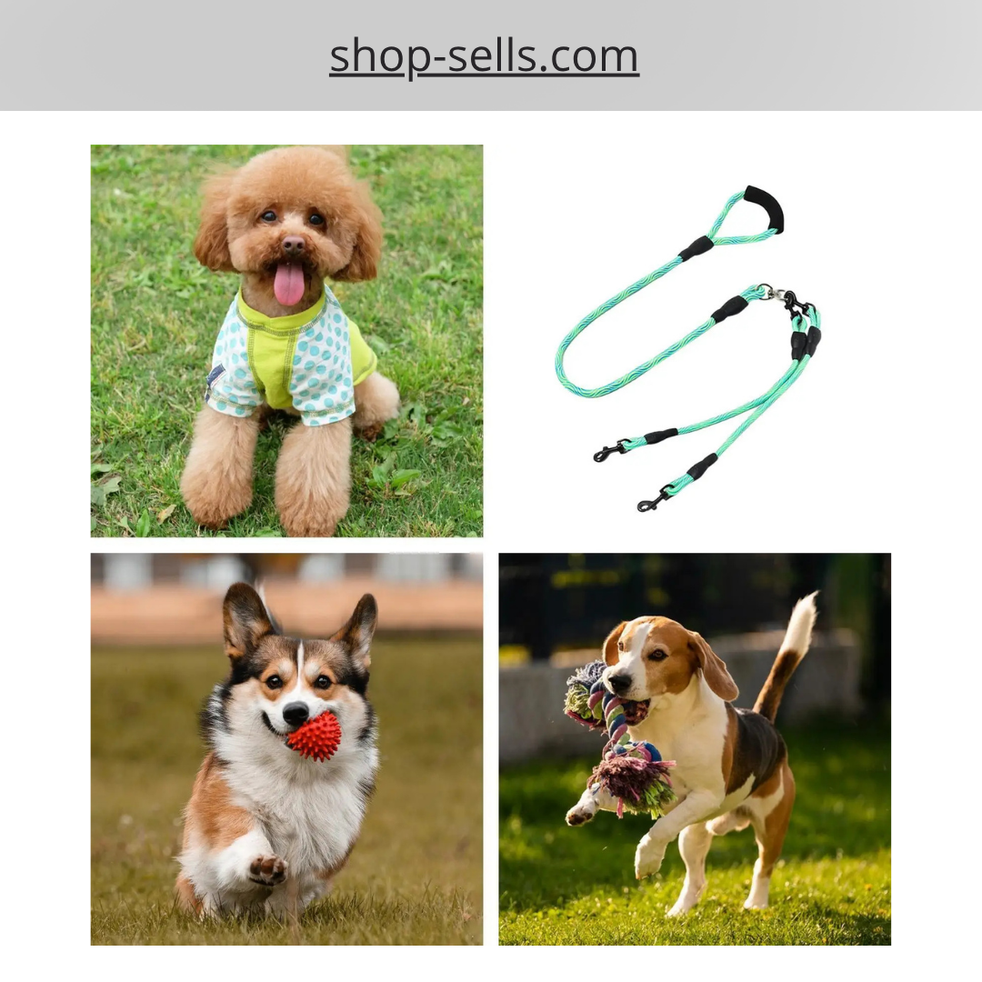 Double Dog Leash with 360° Swivel – Tangle-Free, Ergonomic Handle, Adjustable for All Dog Sizes