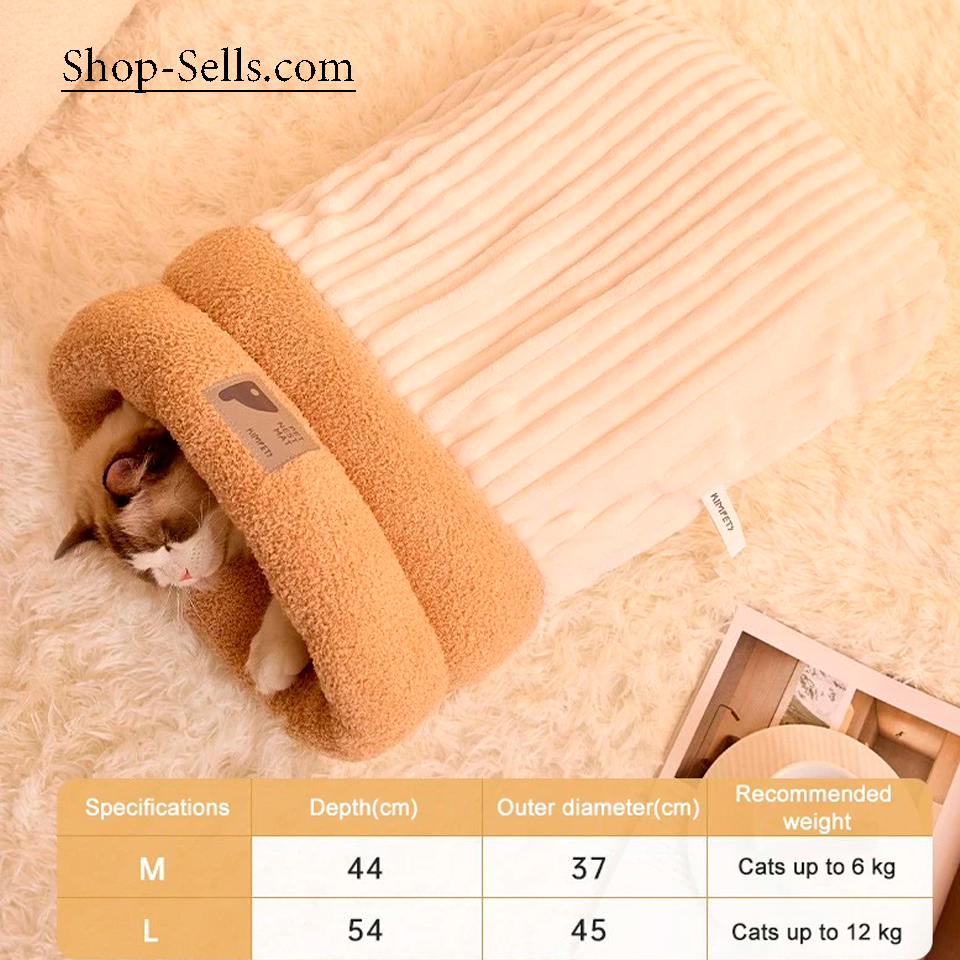 Cozy Semi-Enclosed Cat Sleeping Bag – Soft, Warm & Portable