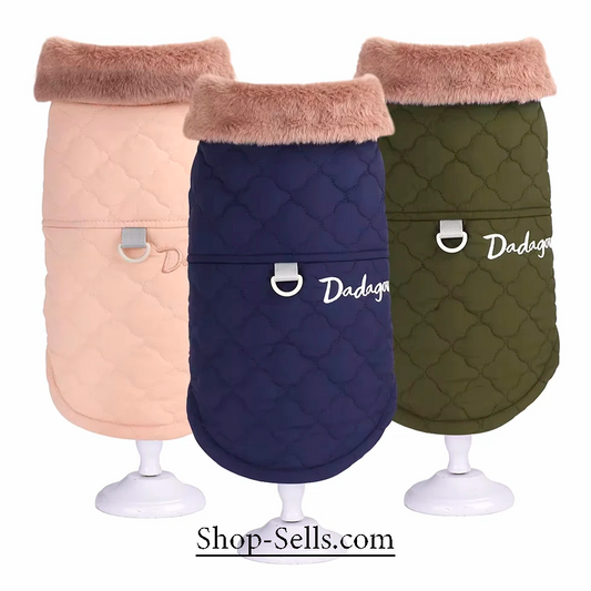 Warm Cotton Pet Jacket for Cats & Dogs – Autumn/Winter Two-Legged Pet Clothes with Furry Collar – Soft & Stylish Dog Coat